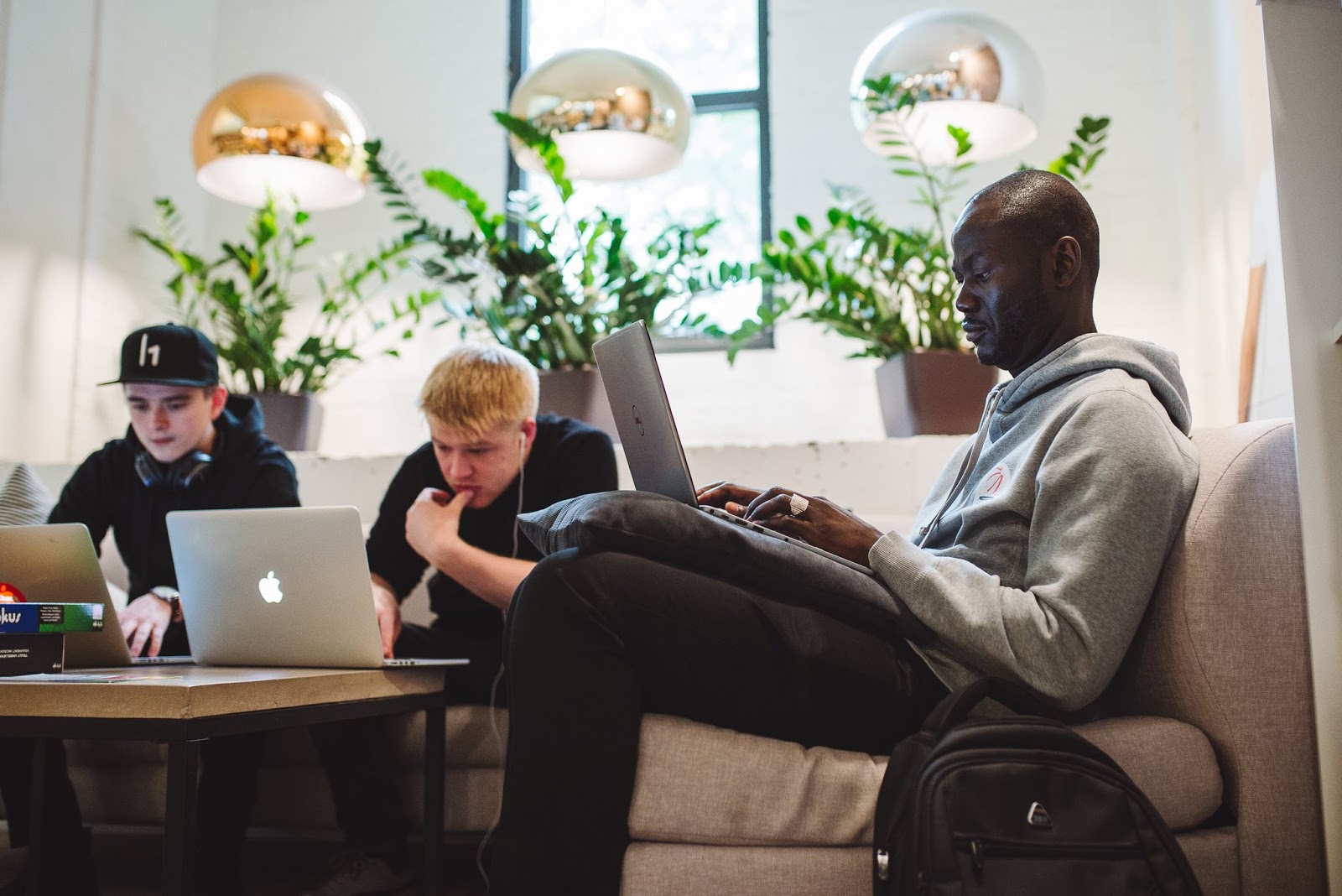Hackers find their optimal setup in a corner of the main floor at Shopify’s Montreal Headquarters
