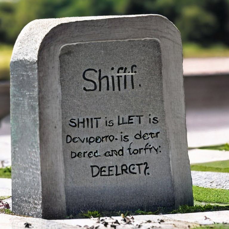 AI image portraying a tomb stone for shift left