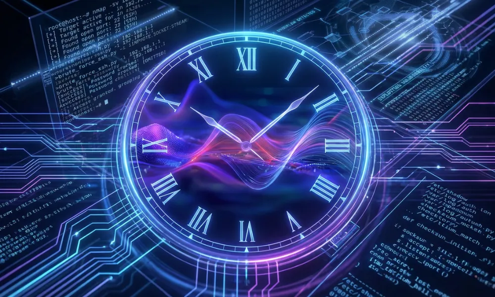 Clock on a Digital Background