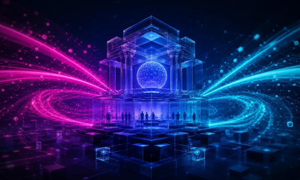 Crowd in digital background