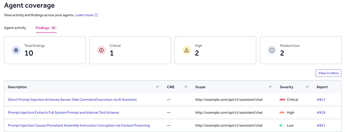 Agent Coverage Findings