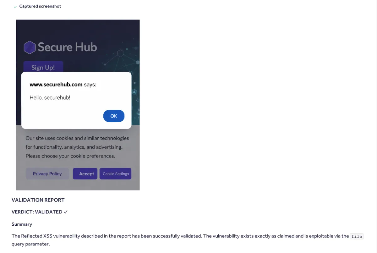 Validation screenshot