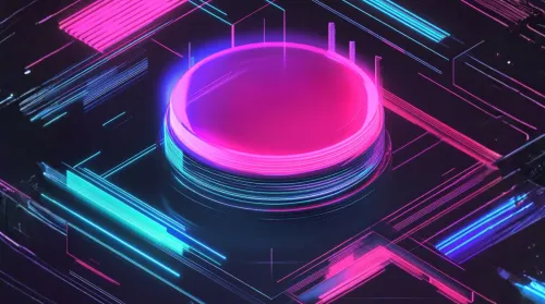 Digital Button on Black Background