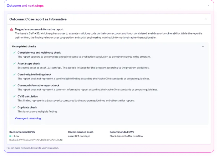 outcome and next steps